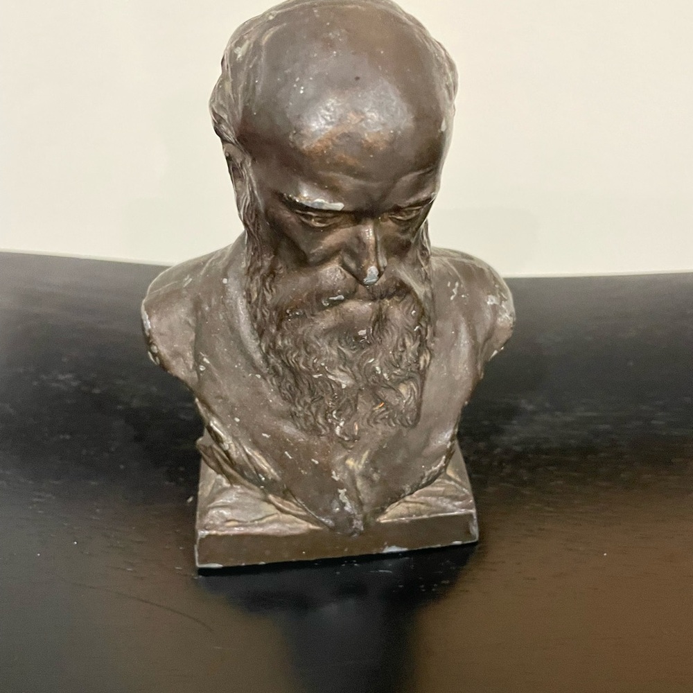 Vintage Darwin Bookends - Cast Metal Bust Charles Darwin Scientist Naturalist